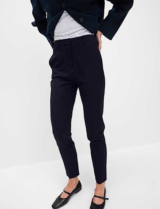 Slim Fit Ankle Grazer Trousers with Stretch
