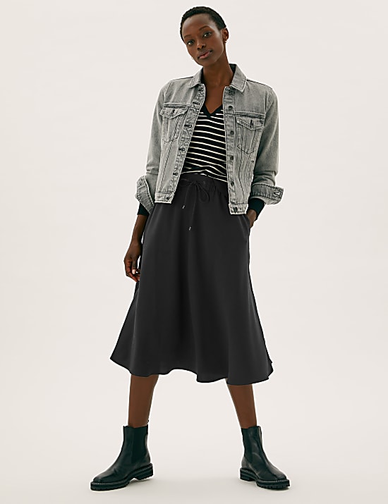 Crepe Midi Circle Skirt