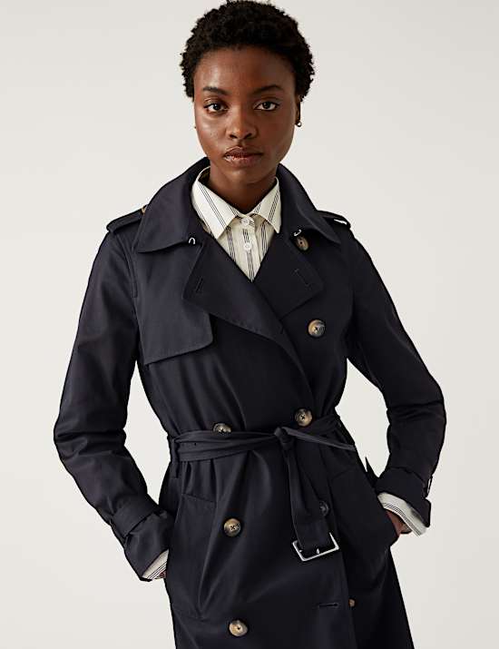 Double Breasted Trench Coat with Recycled Polyester