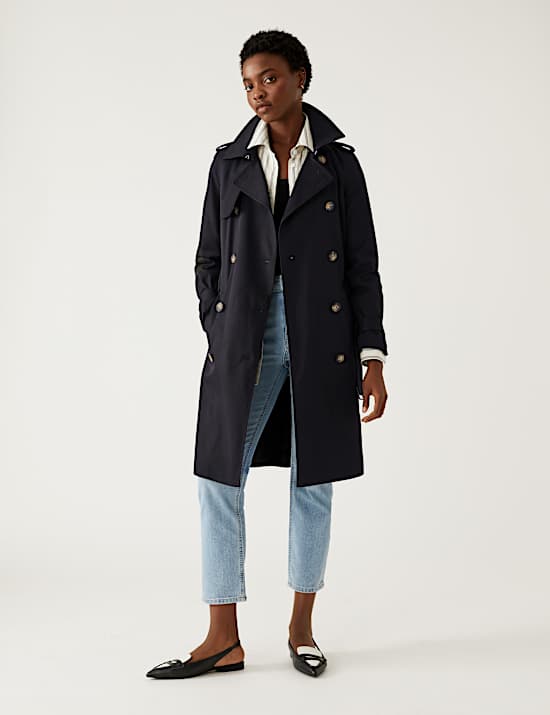 Double Breasted Trench Coat with Recycled Polyester