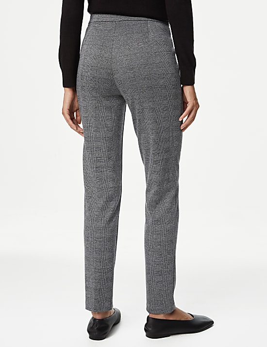 Jersey Checked Slim Fit Trousers