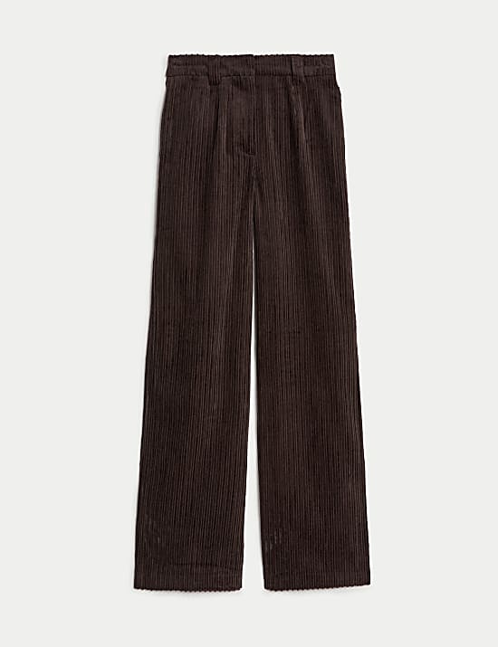 Pantalon coupe large en velours c&ocirc;tel&eacute;