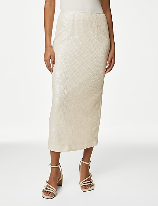 Sequin Midaxi Column Skirt