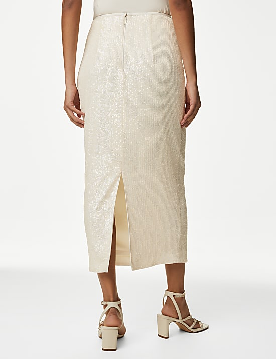 Sequin Midaxi Column Skirt