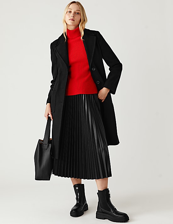 Belted Single Breasted Tailored Coat