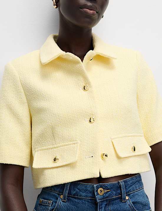 Cotton Rich Striped Short Jacket