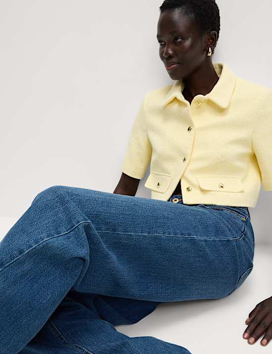 Katoenrijk kort jasje met strepen