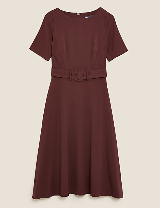 Belted Midi Skater Dress