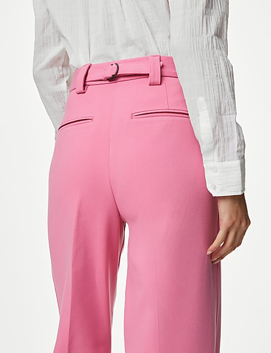 Crepe Tab Detail Wide Leg Trousers