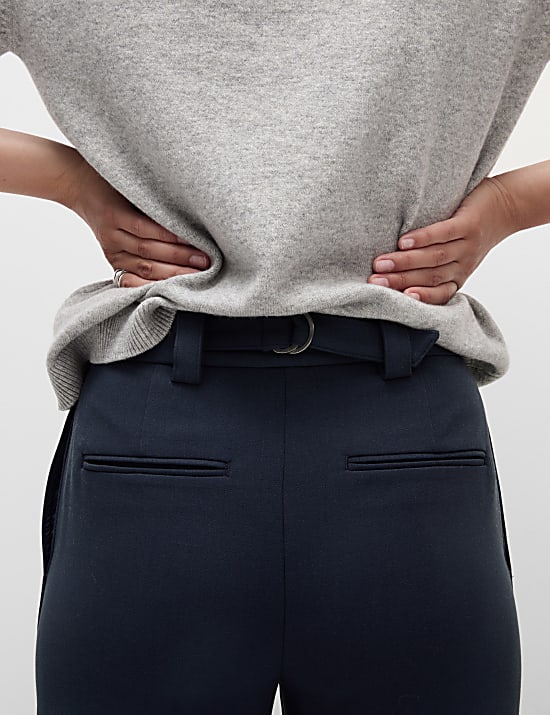 Crepe Tab Detail Wide Leg Trousers