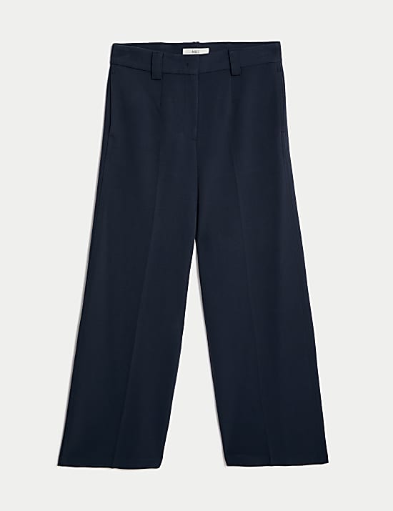 Crepe Tab Detail Wide Leg Trousers