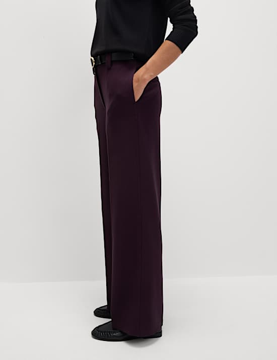 Pantalon coupe large en crêpe avec patte