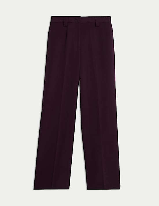 Pantalon coupe large en crêpe avec patte