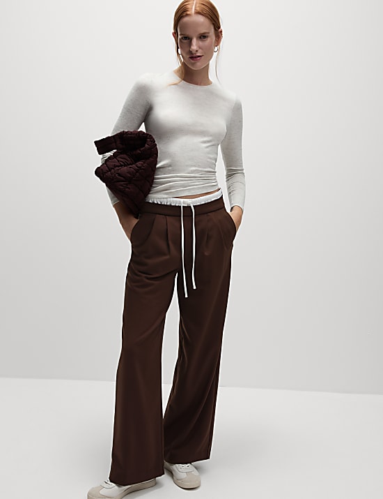 Drawstring Wide Leg Trousers