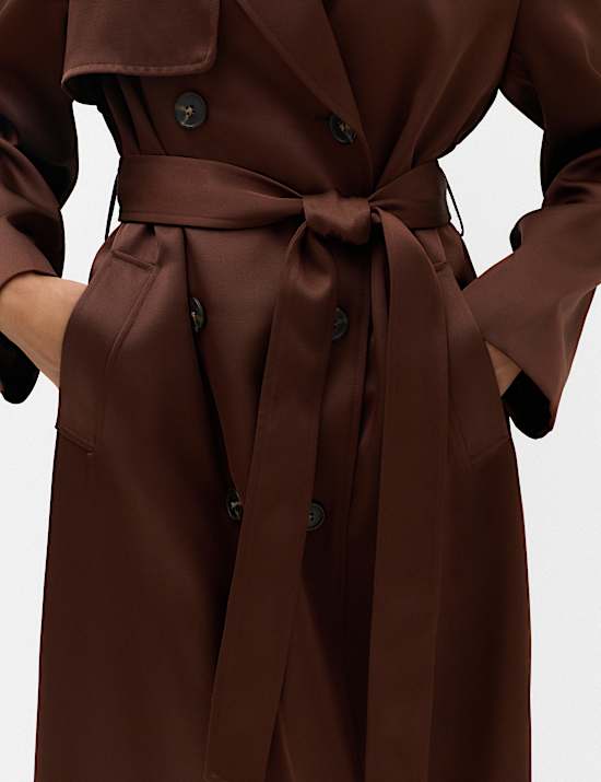 Satin Belted Trench Coat