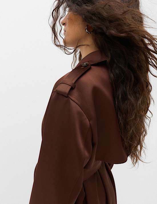 Satin Belted Trench Coat