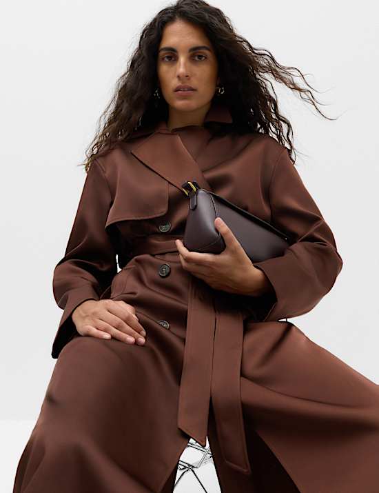 Satin Belted Trench Coat