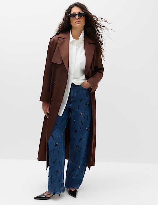 Satin Belted Trench Coat