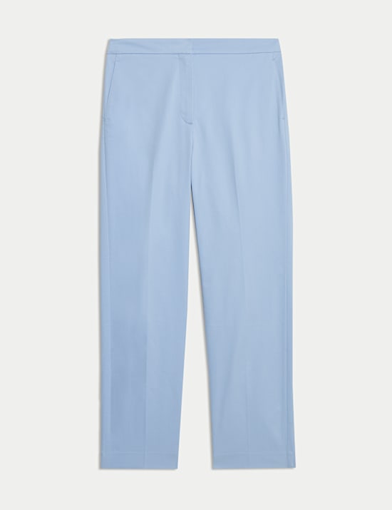 Cotton Rich Straight Leg Ankle Grazer Trousers