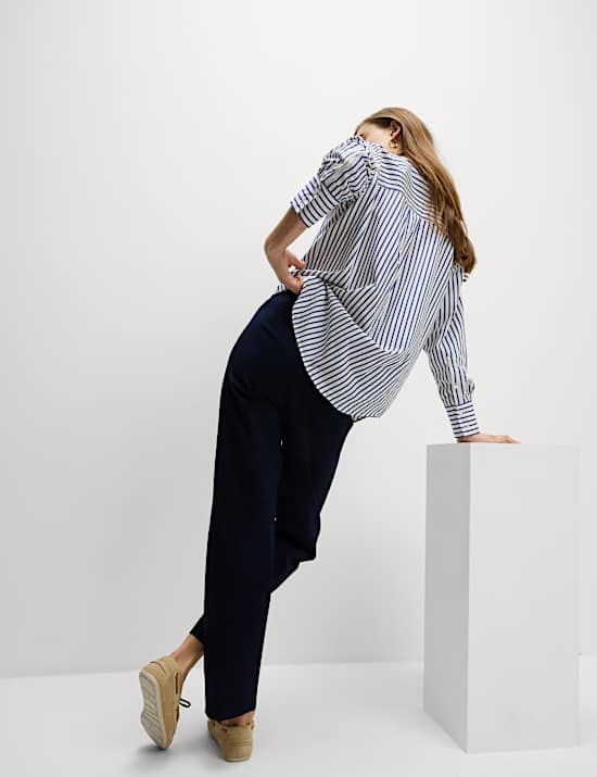 Pantalones tobilleros rectos en algodón