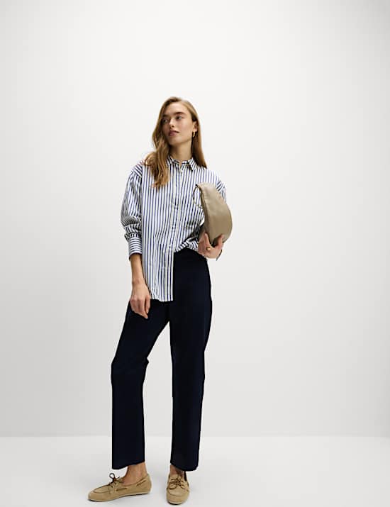 Cotton Rich Straight Leg Ankle Grazer Trousers