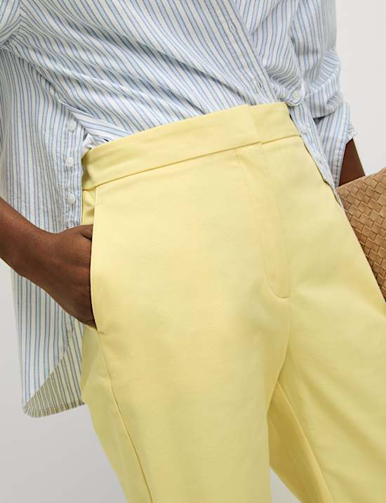 Cotton Rich Straight Leg Ankle Grazer Trousers