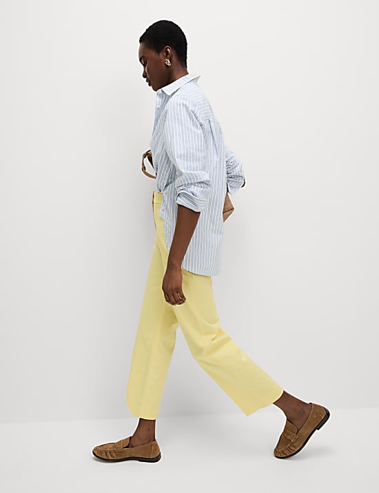 Cotton Rich Straight Leg Ankle Grazer Trousers