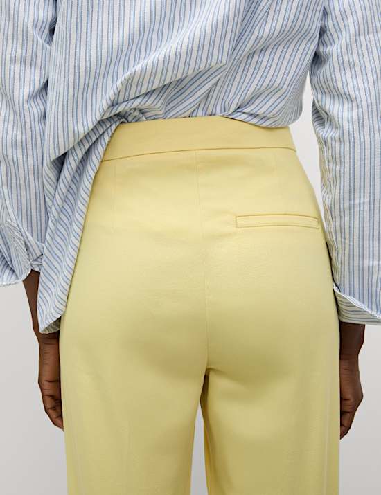 Cotton Rich Straight Leg Ankle Grazer Trousers