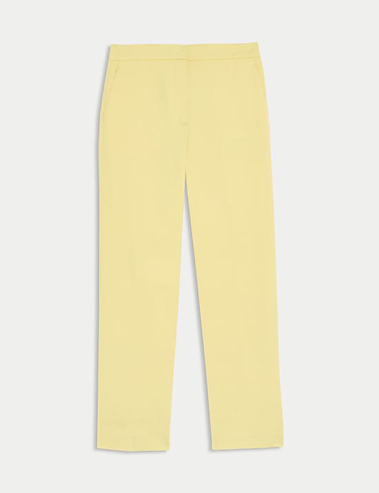 Cotton Rich Straight Leg Ankle Grazer Trousers