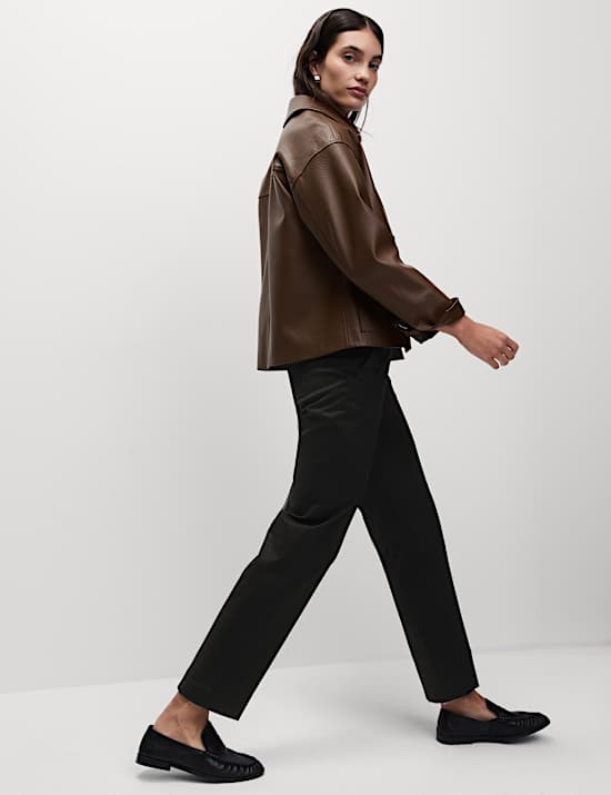 Cotton Rich Straight Leg Ankle Grazer Trousers