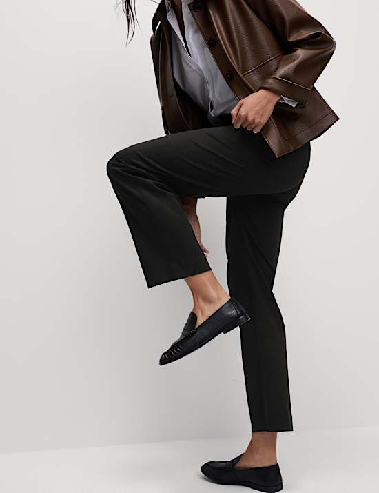 Cotton Rich Straight Leg Ankle Grazer Trousers