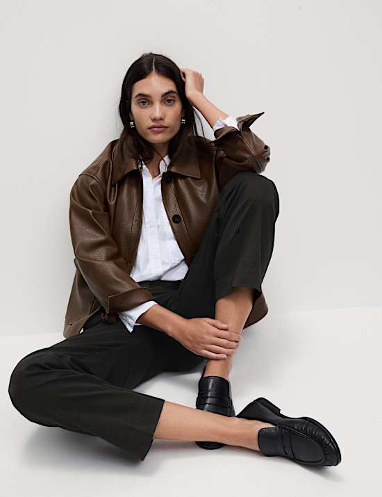 Cotton Rich Straight Leg Ankle Grazer Trousers