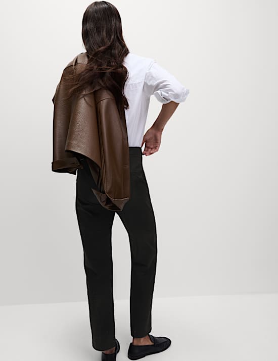 Cotton Rich Straight Leg Ankle Grazer Trousers