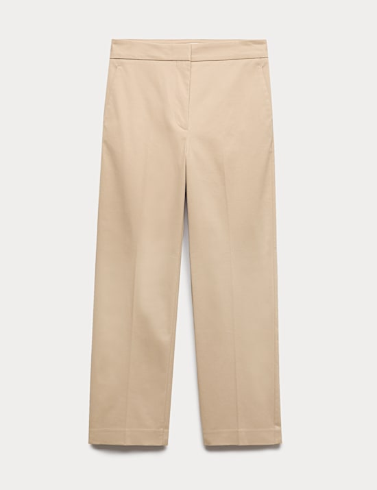 Cotton Rich Straight Leg Ankle Grazer Trousers