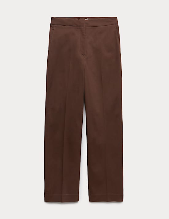 Cotton Rich Straight Leg Ankle Grazer Trousers