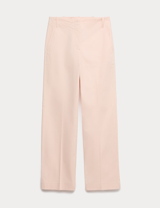 Cotton Rich Straight Leg Ankle Grazer Trousers