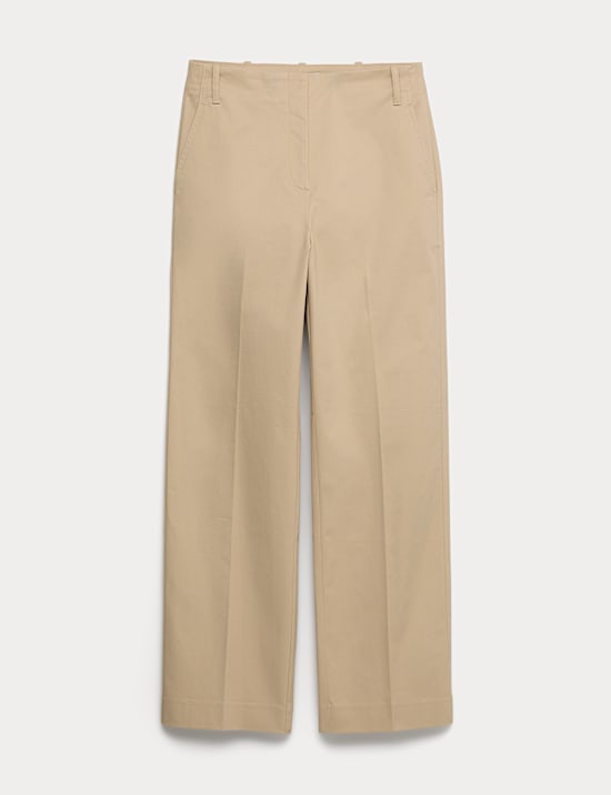 Cotton Rich Straight Leg Ankle Grazer Trousers