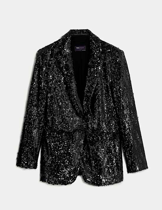 Tailored Sequin Single Breasted Blazer