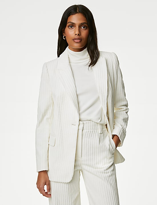 Cord Relaxed Textured Single Breasted Blazer