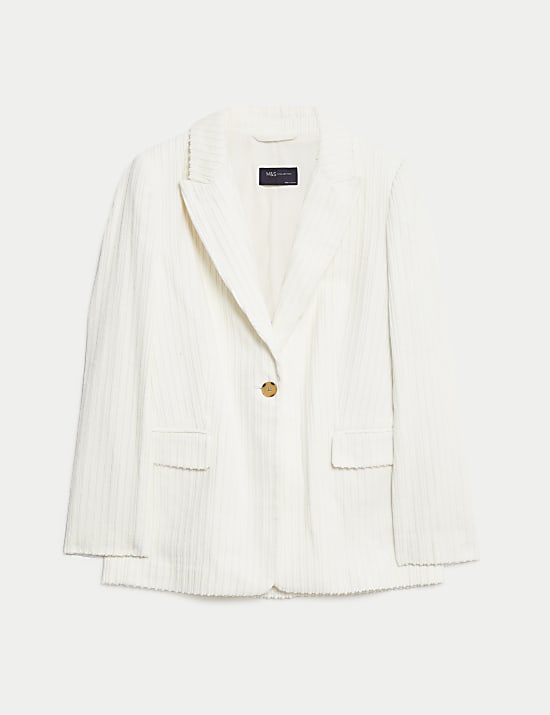 Cord Relaxed Textured Single Breasted Blazer
