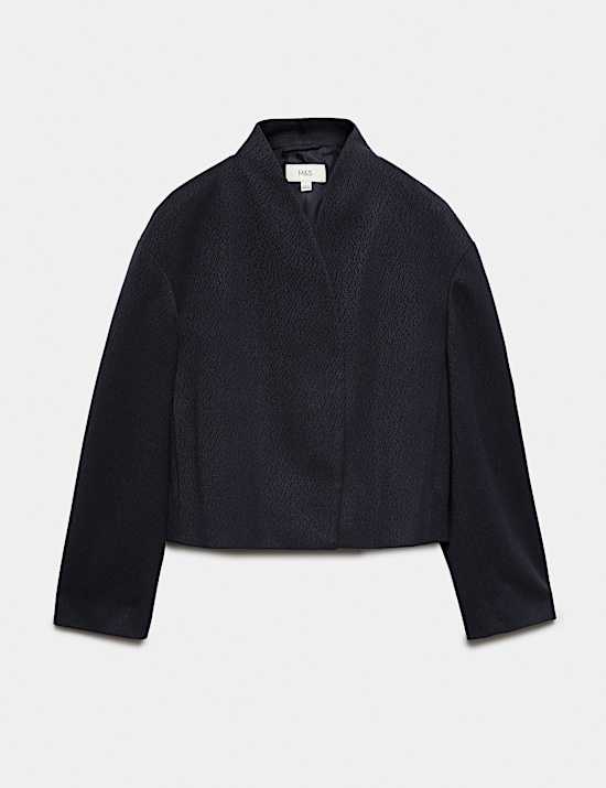 Textured Wrap Collar Short Jacket