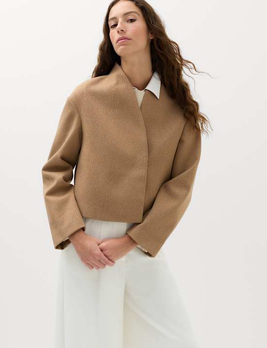 Textured Wrap Collar Short Jacket
