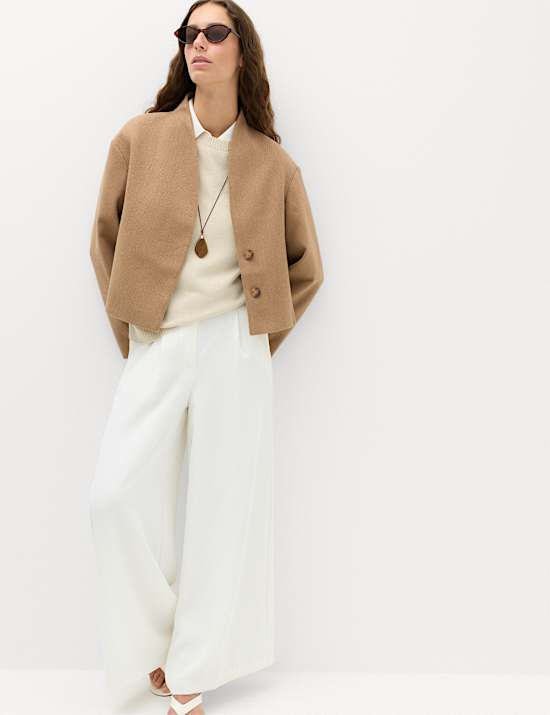 Textured Wrap Collar Short Jacket