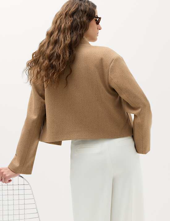 Textured Wrap Collar Short Jacket