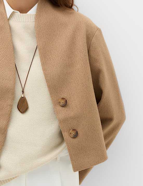 Textured Wrap Collar Short Jacket