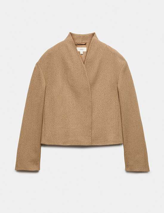 Textured Wrap Collar Short Jacket
