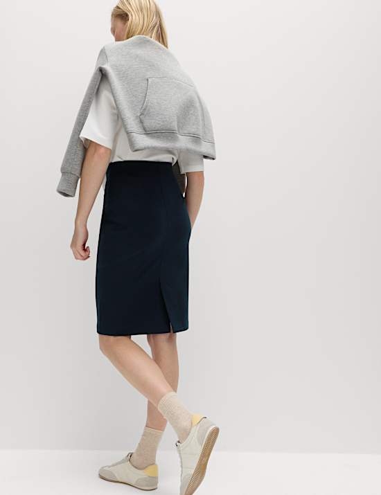 Jersey Knee Length Pencil Skirt