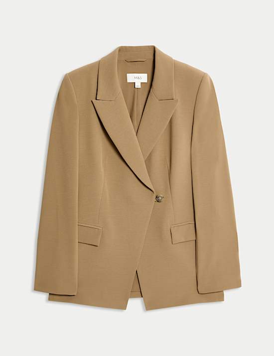 Twill Tailored Cinched Waist Blazer