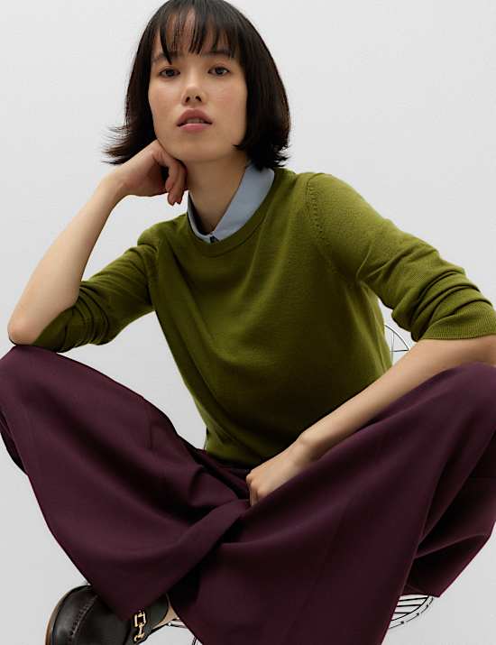 Double Pleated Side Tab Wide Leg Trousers