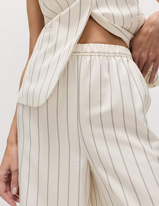Pinstripe Wide Leg Trousers